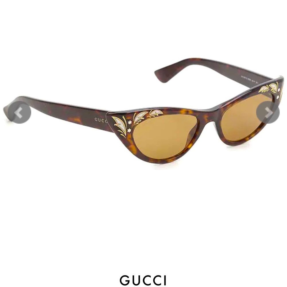 Gucci tortoise shell winged sunglasses